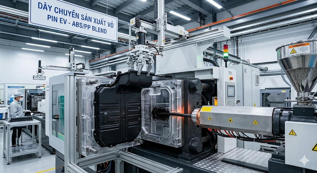 Injection Molding Process for EV Battery Packs Using ABS/PP Blend