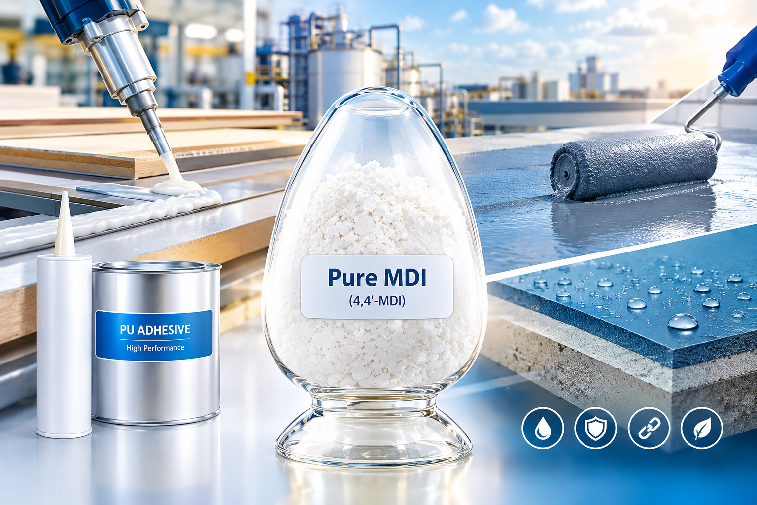 Pure MDI Raw Material in Industrial Adhesives Manufacturing and PU Waterproofing Coatings: An In-Depth Technical Guide