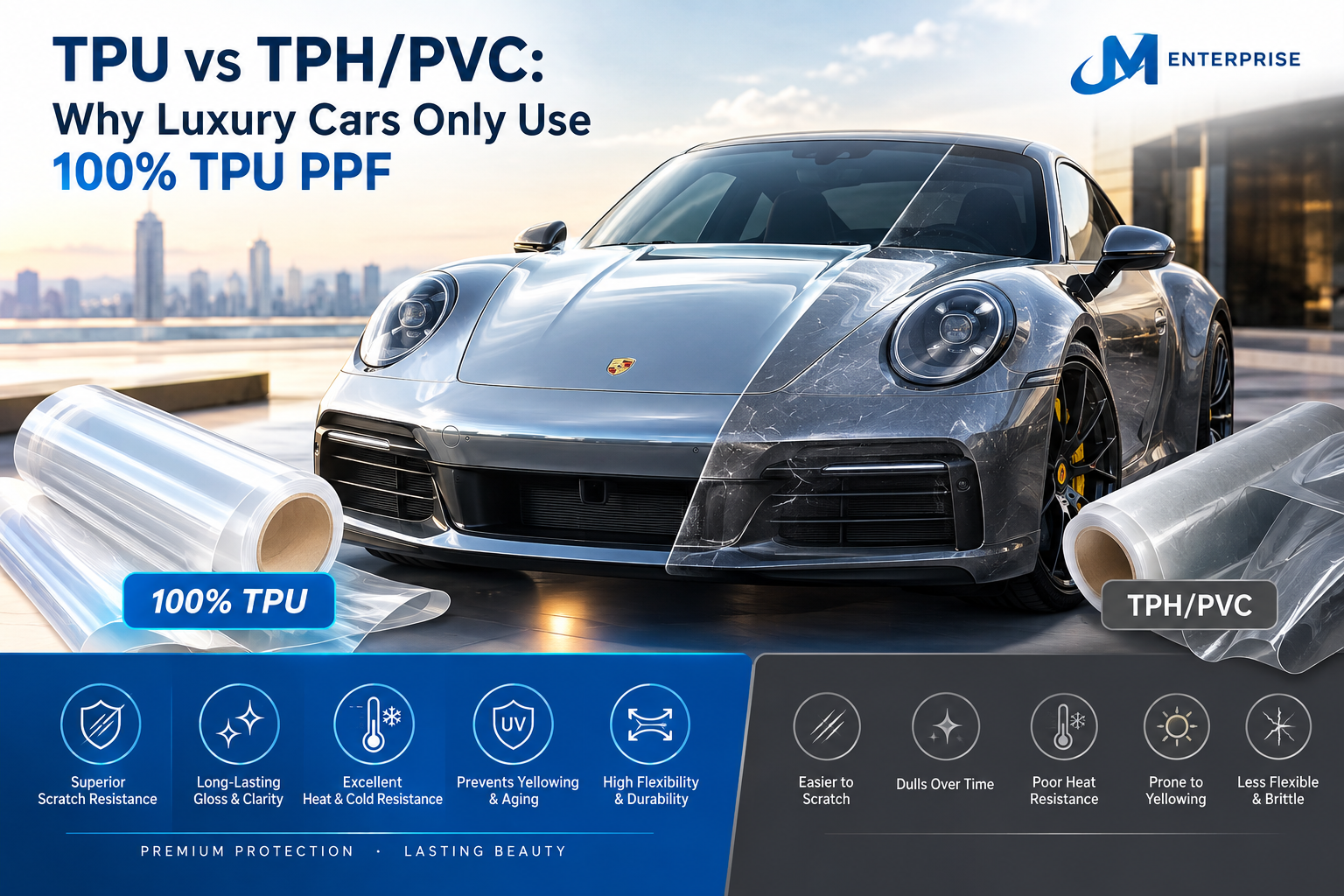 PPF TPU vs PPF TPH / PVC: Why Luxury Car Owners Exclusively Demand 100% TPU Paint Protection Film